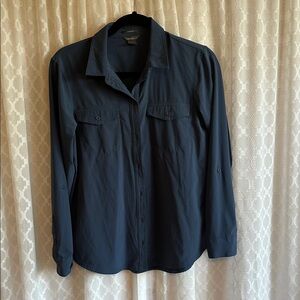 #832 Eddie Bauer Women's Dark Blue Button Down Shirt